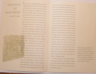 Item #63-9352 Evening At Deepdene. Frederic W. Goudy, Lanston Monotype Co