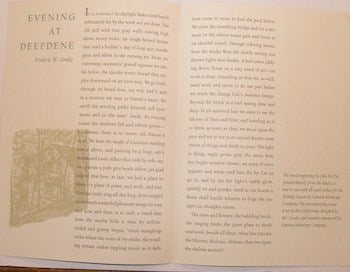 Item #63-9352 Evening At Deepdene. Frederic W. Goudy, Lanston Monotype Co.
