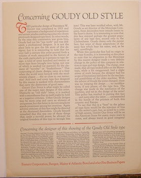Item #63-9356 Concerning Goudy Old Style. Eastern Corporation