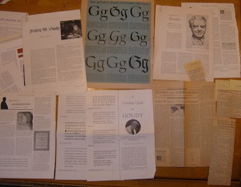 Item #63-9359 Clippings related to the death and legacy of Frederic W. Goudy. Linotype News NY Times, American Printer.