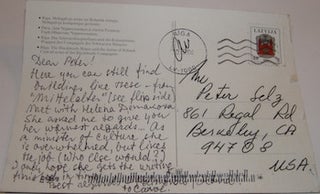 Item #63-9409 ALS Post card to Peter Selz from unknown correspondent. Peter Selz