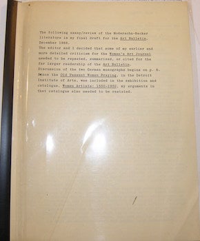 Item #63-9423 Paula Modersohn-Becker in Briefen Und Tagebuchern. Oppler's final draft for book...