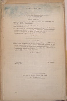 Item #63-9485 Return Concerning The Late Army Of The East; & Returns Relating To The Army In...
