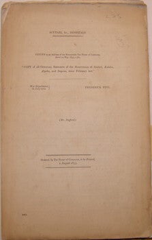 Item #63-9489 Scutari, &c., Hospitals. Return to an Address of the Honourable The House of...