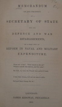 Item #63-9508 Memorandum On The Necessity Of A Secretary Of State For Our Defence And War...