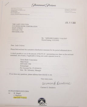 Distribution Statement for Addams Family Values period ending 9/28/2002 ...