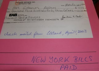 Item #63-9633 New York Bills Paid. Copies of Checks from Lady Colyton, Reimbursement Records, &...