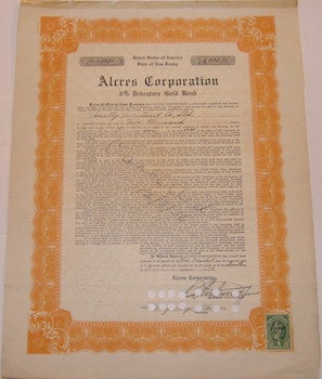 Item #63-9791 Shares in Bonds in Alcres Corporation. Alcres Corporation.