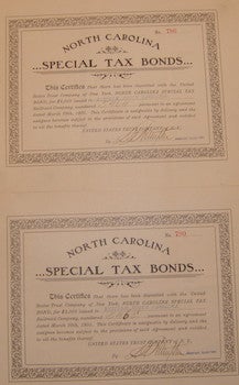Item #63-9792 Shares in North Carolina Special Tax Bonds, issued to Western North Carolina Railroad Company. North Carolina Special Tax Bonds.