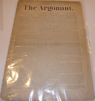 Item #63-9854 The Argonaut, September 21, 1878. Frank Pixley, Fred Somers, Ambrose Bierce