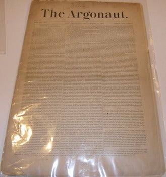 Item #63-9854 The Argonaut, September 21, 1878. Frank Pixley, Fred Somers, Ambrose Bierce.
