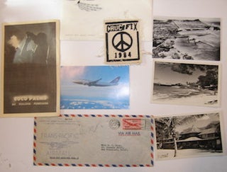 Item #63-9855 Hawaii Ephemera: postcards, envelopes, cloth patch. Pan American World Airways...