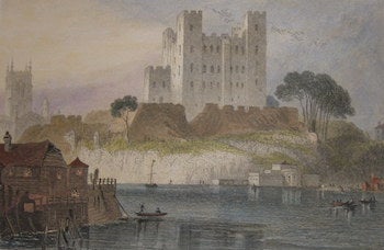 Item #63-9934 Rochester Castle. Hand-colored Engraving. G. J. Sargent, H. Adlard, illustr., engrav.
