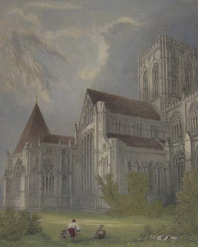 Item #63-9936 York Cathedral, North Transept. Hand-colored Engraving. Hablot Browne, B Winkles,...
