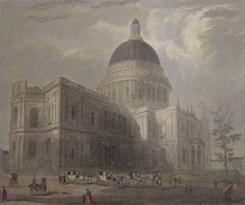 Item #63-9940 St. Paul's Cathedral, North Eastern View. Hand-colored Engraving. Hablot Browne, B. Winkles, illustr., engrav.