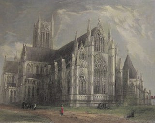 Item #63-9941 Lincoln Cathedral, South East View. Hand-colored Engraving. Hablot Browne, R....