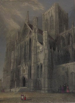 Item #63-9945 York Cathedral, South Transept. Hand-colored Engraving. Hablot Browne, B Winkles,...