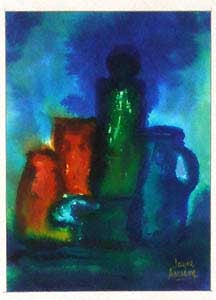 Item #65-0132 Colored Bottles. Jayne Amason