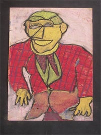 Item #65-0285 Smiling Man in the style of the Bay Area Figurative School. Ronald Qualls