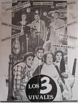 Item #65-0640 Los tres vivales. Con Júlio Aldama, Ángel Infante, Eulalio González 'Piporro', Andrés Soler (Cartel de la película). Rafael Baledón, Dirección.