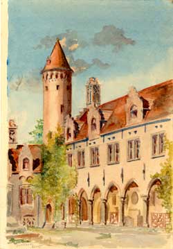 Item #65-0843 Gruuthuse, Bruges. Architectural painter.