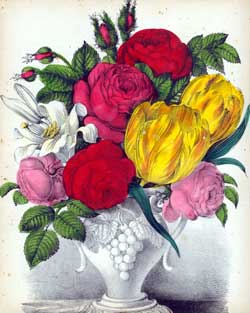Item #65-1100 Still Life with Roses. Botanical Lithographer