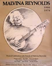 Item #65-1836 Musical Celebration with Friends of Malvina Reynolds (1900 - 1978). Poster. Keith...