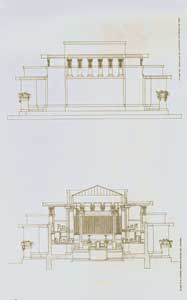 Item #65-1910 House and temple for Unity Church, Oak Park, Illinois. Elevation and cross section,...