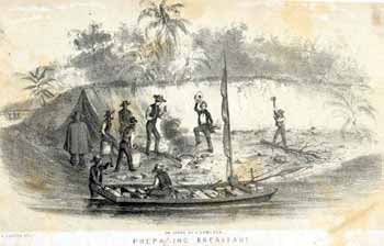 Item #65-2184 Preparing Breakfast in the Chagres River [Panama]. John after George Victor Cooper Cameron.