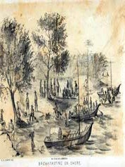 Item #65-2190 Breakfasting on Shore, Nicaragua Lake. John after George Victor Cooper Cameron