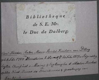 Item #67-0256 Bibliotheque de S.E. Mr. le Duc de Dalberg. Anonymous