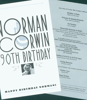 Item #67-0352 Happy Birthday Norman! Norman Corwin 90th Birthday. Norman Corwin