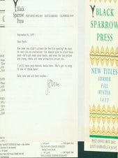 Item #67-0358 TLS from John Martin (Black Sparrow Press publisher) to Herb Yellin. John Martin
