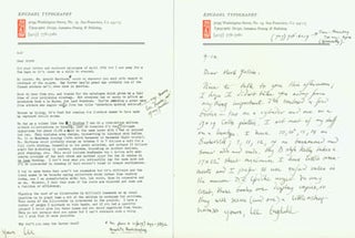 Item #67-0396 Two letters from Lee Engdahl to Herb Yellin. Lee Engdahl, Engdahl Typography