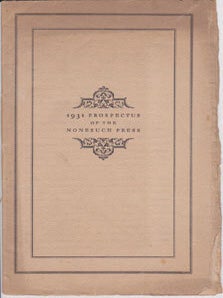Item #67-0425 1931 Prospectus of the Nonesuch Press. Nonesuch Press