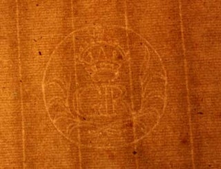 Item #67-0519 Blank sheet of antique laid paper countermarked with intitials GR in wreath, under...