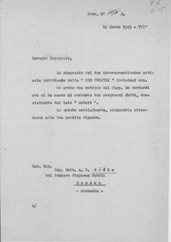 Item #67-0523 Typed letter, unsigned draft, from [Gianni] Caproni to Alois Robert Böhm. Aeroplani Caproni.