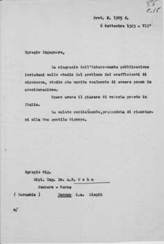 Item #67-0524 Typed letter, unsigned draft, from [Gianni] Caproni to Alois Robert Böhm. Aeroplani Caproni.