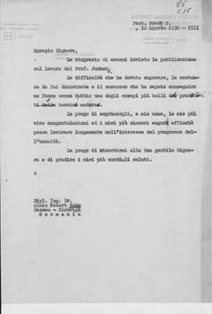 Item #67-0526 Typed letter, unsigned draft, from [Gianni] Caproni to Alois Robert Böhm. Aeroplani Caproni.