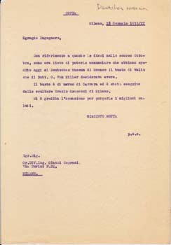 Item #67-0531 Typed letter from Giacinto Motta to Gianni Caproni. Giacinto Motta
