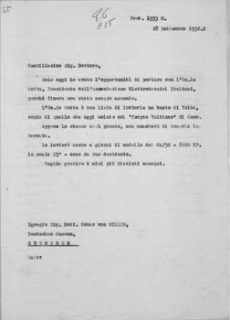 Item #67-0536 Typed letter from Gianni Caproni to Dr. Oskar von Miller. Gianni Caproni