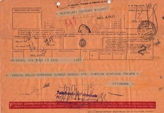 Item #67-0546 Telegram from Theo Gassmann to Societa Aeroplani Caproni. Theo Gassman