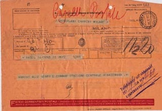 Item #67-0548 Telegram from Theo Gassmann to Societa Aeroplani Caproni. Theo Gassman