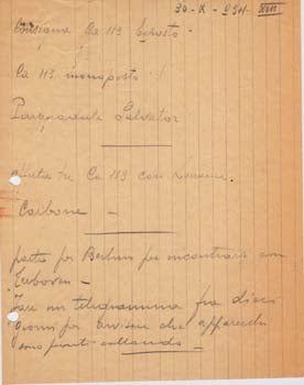 Item #67-0551 Handwritten notes, possibly from client meeting. Societa Aeroplani Caproni