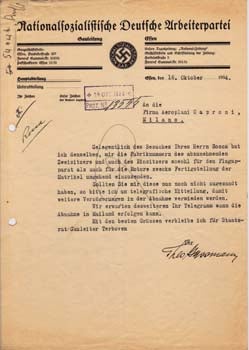 Item #67-0554 Typed letter, signed, from Theodore Gassmann to Aeroplani Caproni. Theo Gassman