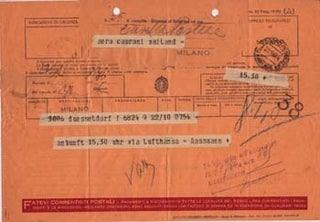 Item #67-0557 Telegram from Theo Gassmann to Societa Aeroplani Caproni. Theo Gassman