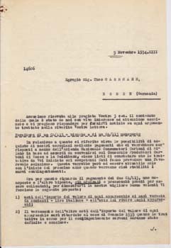 Item #67-0562 Typed letter from Societa Aeroplani Caproni to Theo Gassmann. Societa Aeroplani...