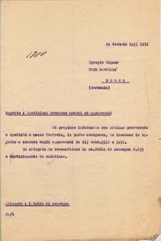 Item #67-0583 Typed letter from Societa Aeroplani Caproni to Theo Gassmann. Societa Aeroplani...