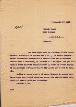 Item #67-0584 Typed letter from Societa Aeroplani Caproni to Theo Gassmann. Societa Aeroplani...