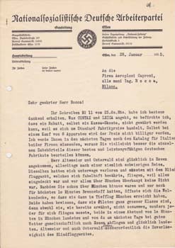 Item #67-0586 Typed Letter Signed from Theo Gassmann to Pietro Rocca, c/o Firma Aeroplani...